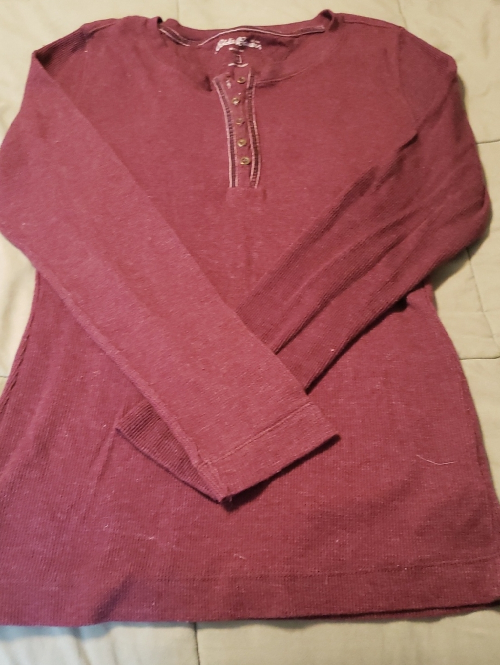 Eddie Bauer Long Sleeve Henley Top in Wine